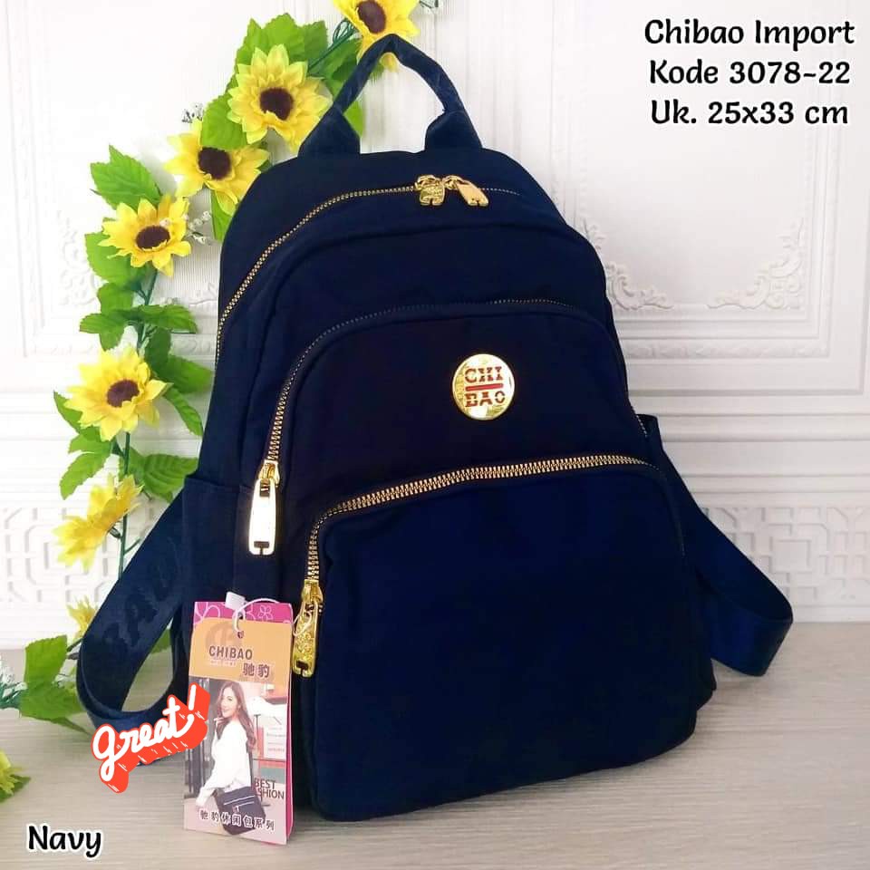 TAS RANSEL WANITA CHIBAO 3078-22 SIZE 25X33 CM BAHAN KANVAS MODEL TERBARU. CHIBAO RANSEL TERBARU!!!!