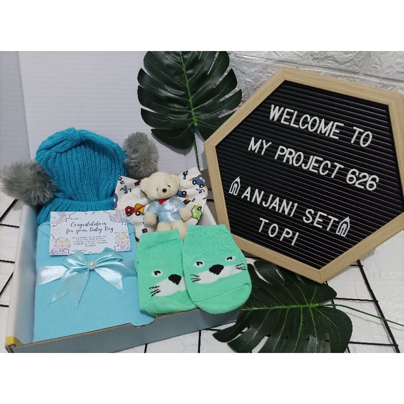 ANJANI SET | BABY HAMPERS BAYI GIFT KADO SET | PAKET LAHIRAN BAYI LAKI - LAKI PEREMPUAN UNISEX-Kupluk Blue