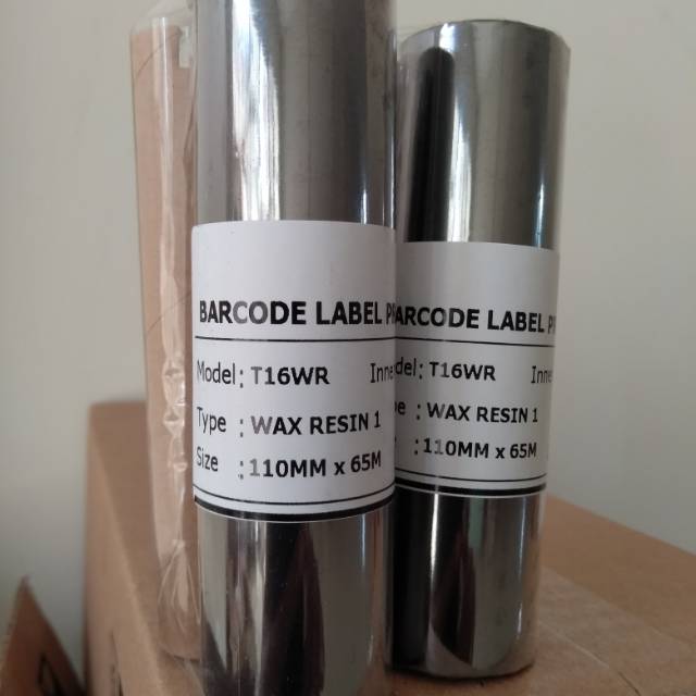 

Ribbon pita tinta barcode thermal printer Type Wax Resin size : 110mmx65m