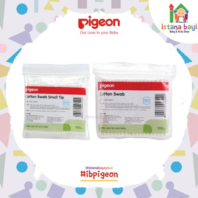 PIGEON Cotton Swab Isi 100 Pcs Small Tip / Cotton Buds / Pembersih Telinga Bayi