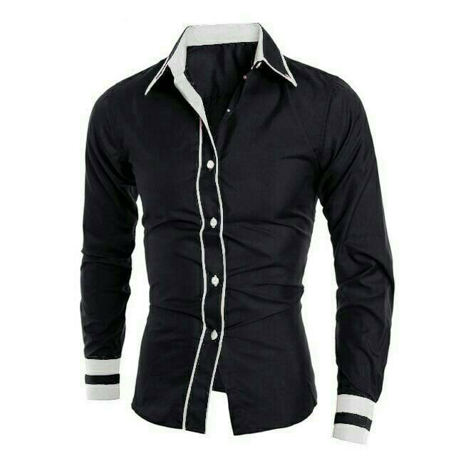 Jual Kemeja List Rivaldo Black Diskon