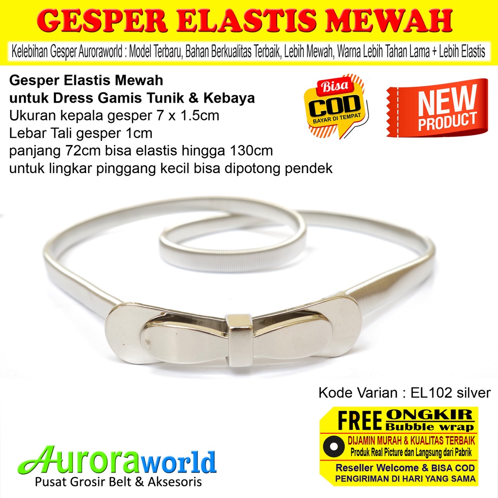 AURORAWORLD BELT ELASTIS GESPER WANITA ELASTIS UNTUK DRESS KEMEJA GAMIS TUNIK