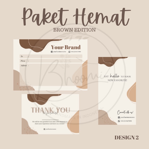 

PAKET HEMAT BROWN EDITION - STICKER PENGIRIMAN - THANK YOU CARD - STICKER SEAL - STICKER OLSHOP