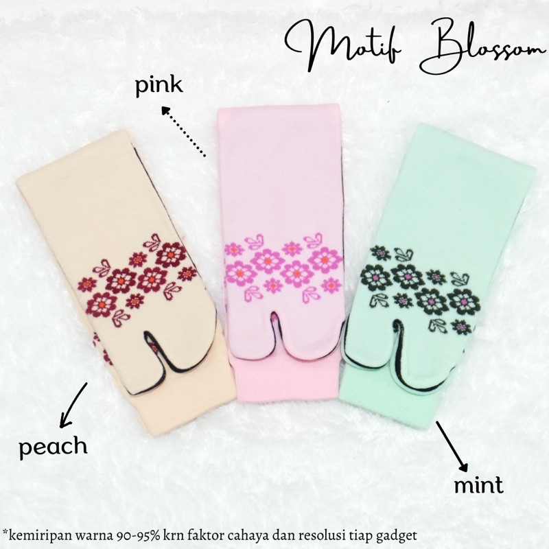 KAOS KAKI JEMPOL MUSLIMAH NILON “Motif Blossom” / KAOS KAKI NILON TAPAK HITAM