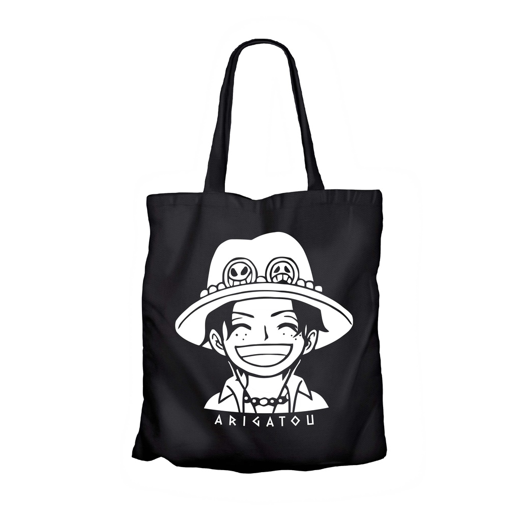 Tote bag anime sticker ACE - ONE PIECE material canvas