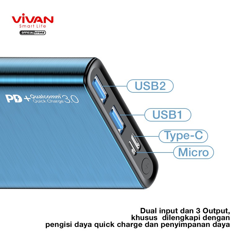 Powerbank VIVAN Original Power Bank 10000mah VPB-F10S VPB10F mah Fast PD QC3.0 PROMO TERMURAH