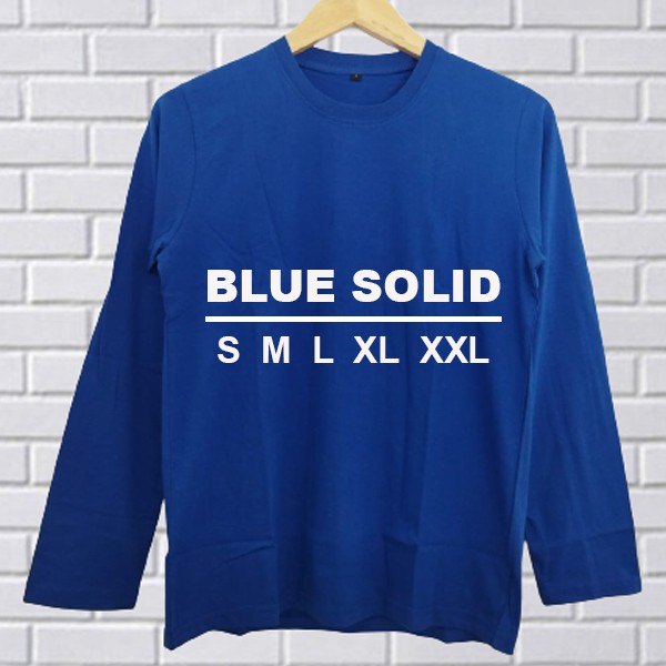 Baju Kaos Polos Dewasa BLUE Tangan Lengan Panjang Warna Biru Bandung Pria Wanita Cewek Cowok