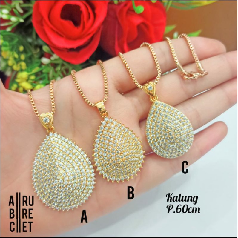 Kalung full permata mewah menawan motif labu Gold berkualitas (COD)