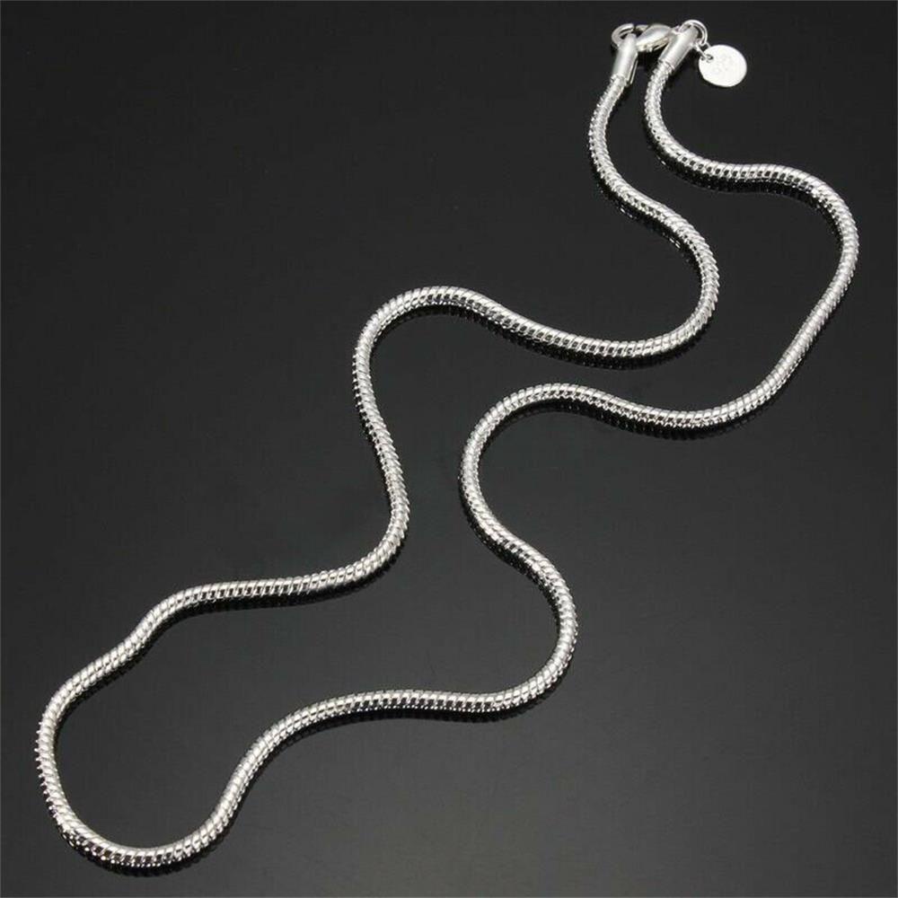 Top Kalung Rantai Ular Hadiah Untuk Wanita Pria16 /18 /20 /22 /24Inch Punk925 Sterling Silver