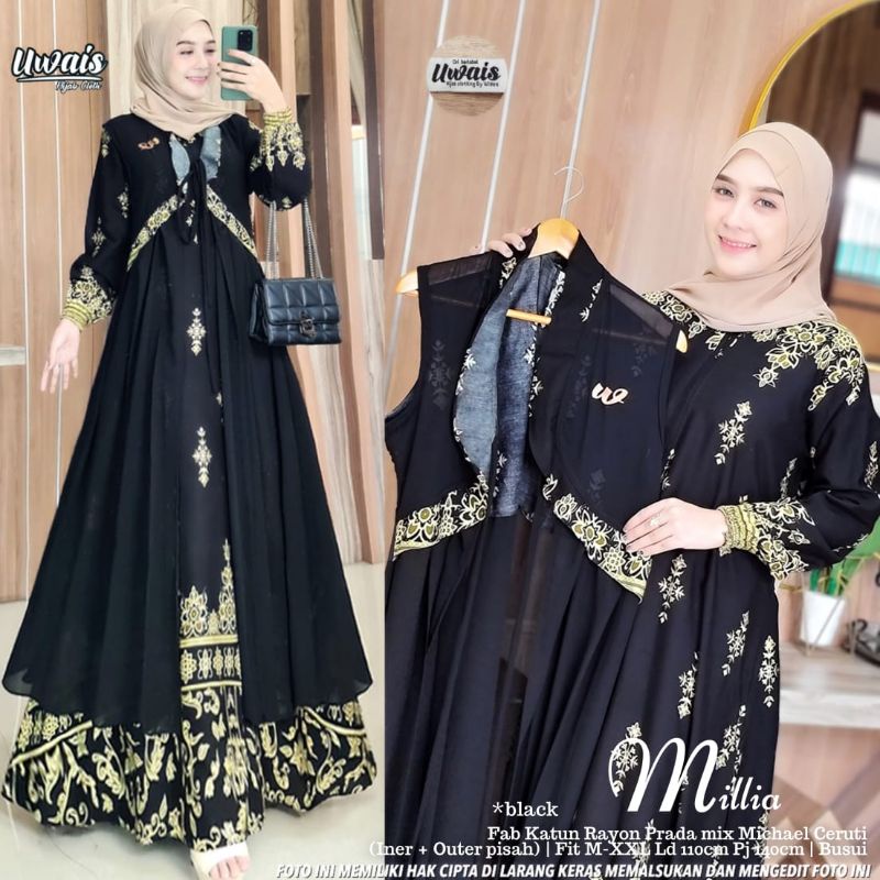 READY Millia Maxy Set Gamis Jumbo Uwais Gamis Terbaru