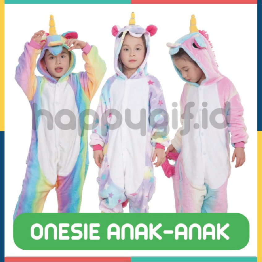 ONESIE UNICORN PIYAMA BAJU TIDUR COSTUM COSPLAY HEWAN KOSTUM KARAKTER ANAK KID