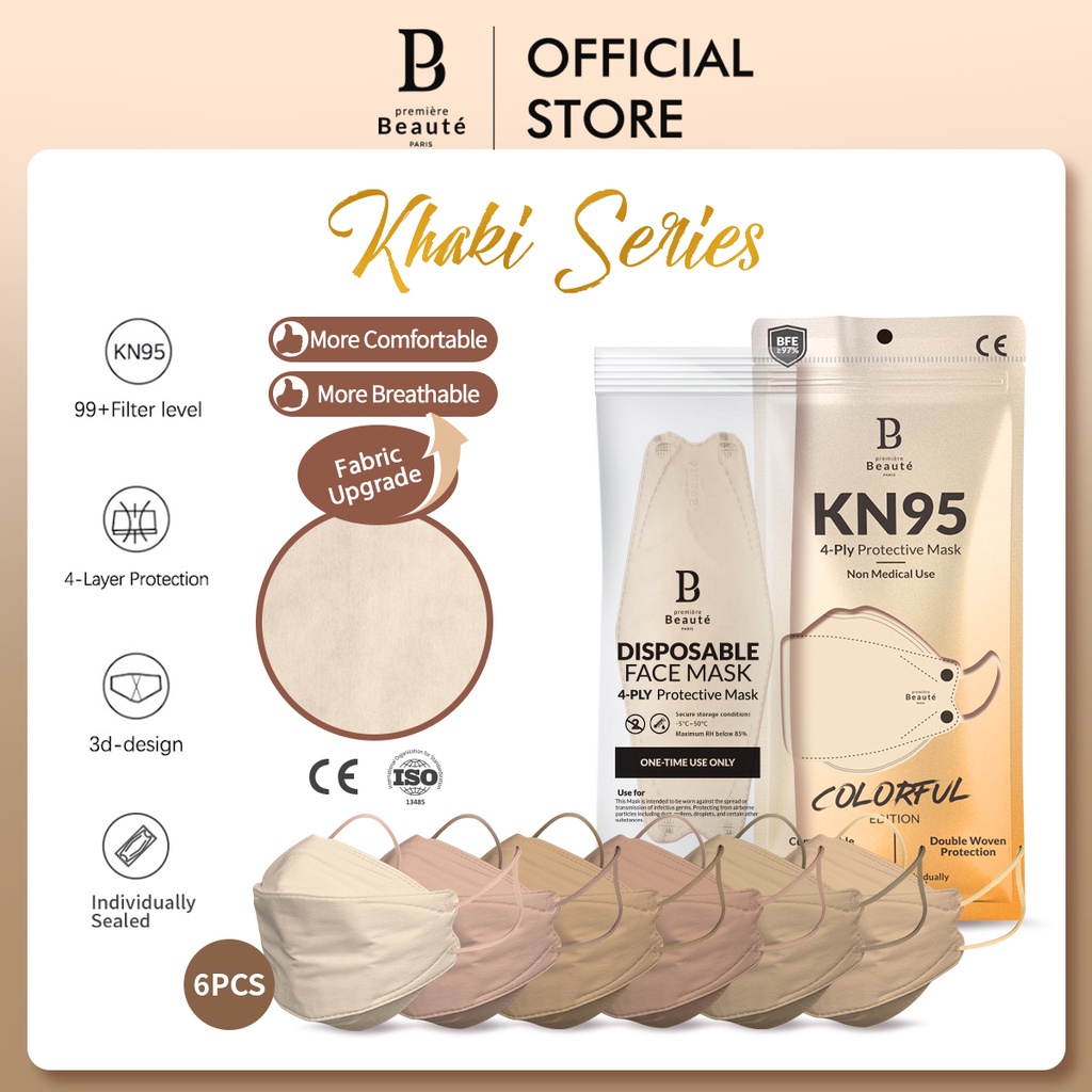 PREMIERE BEAUTE Masker KN95 EVO Disposable 4ply (per pack isi 6; Individually Sealed)