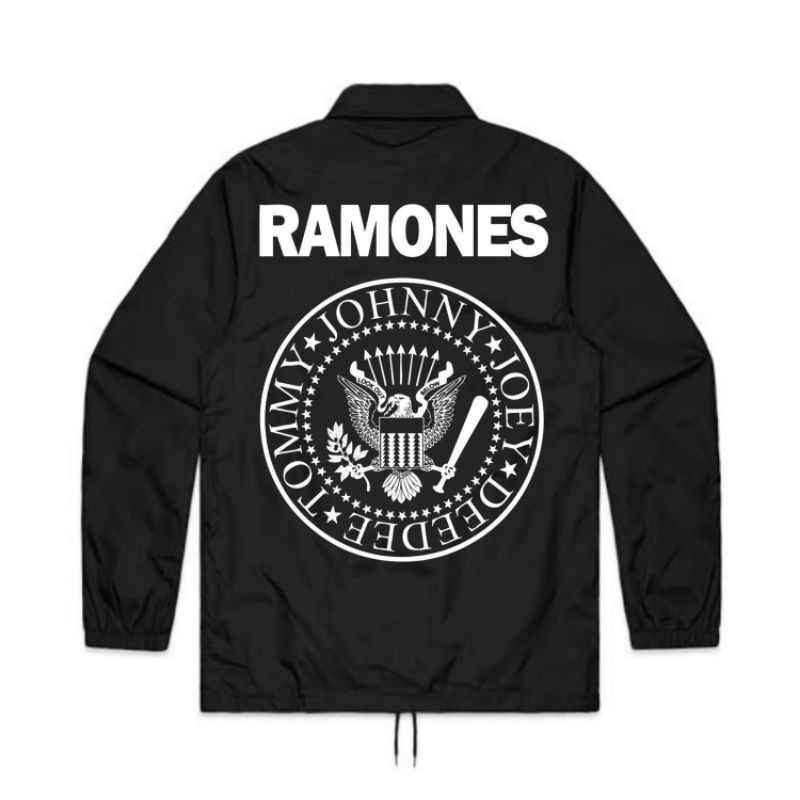 JAKET COACH BAND RAMONES | COACH JAKET RAMONES | JAKET PUNK | WINDBREAKER PARASUT HITAM PRIA | windb