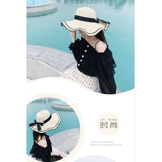 Topi pantai pita isabella lis hitam / topi pantai lis hitam / topi pantak import lis hitam / topi santai lis hitam