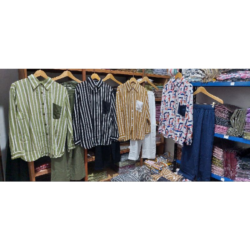 SETELAN KEMEJA MOTIF WANITA  /SETELAN TERLARIS PREMIUM QUALITY BOUTIQUE