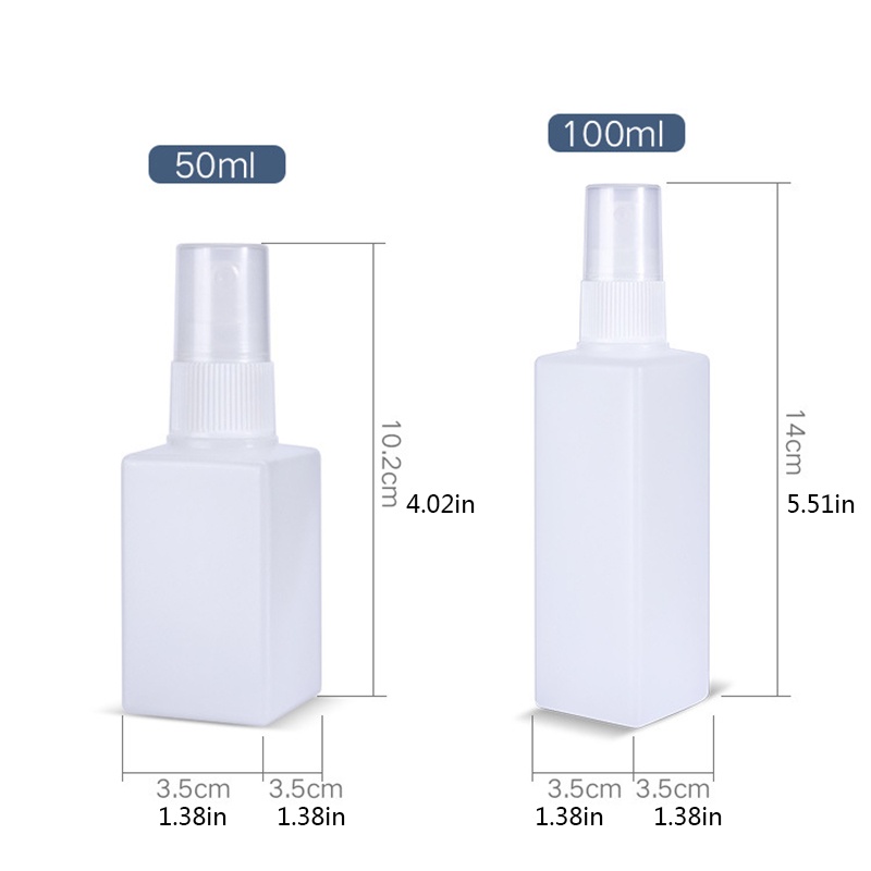 50ml/100ml Square Spray Bottle Travel Portable Botol Alkohol Disinfektan Sub-Botol Isi Ulang Parfum Atomizer Penyimpanan Wadah Cairan