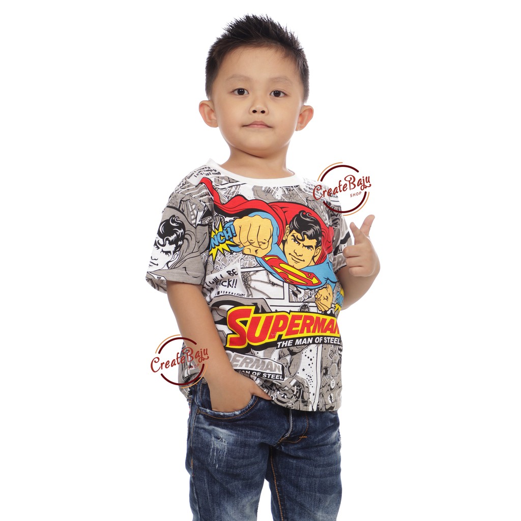 KAOS ANAK LAKI SUPERMAN KORAN 1-7 TAHUN BAJU ATASAN ANAK LAKI FASHION TERMURAH