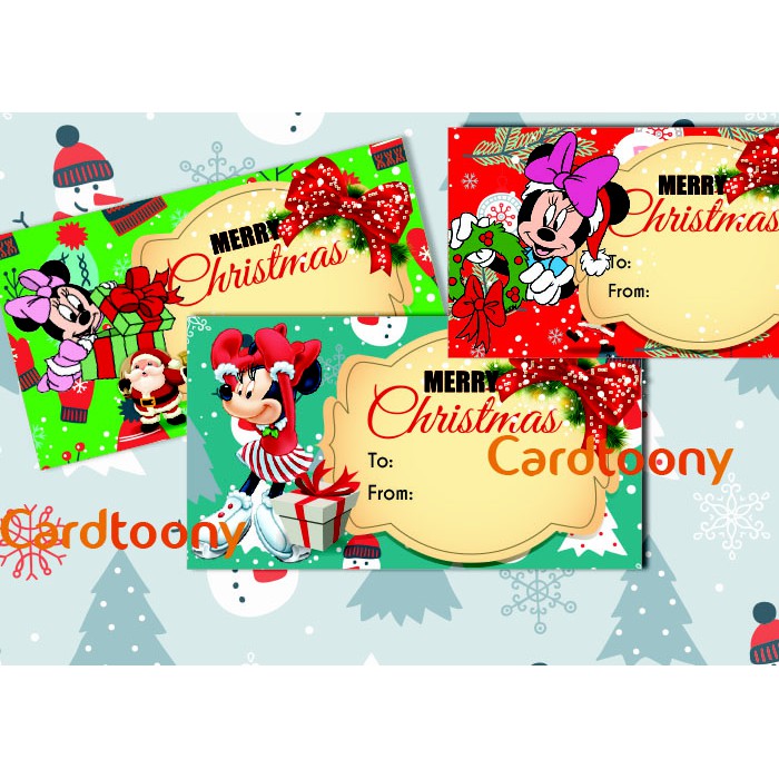 

Sticker / stiker label nama hadiah Minnie Mouse Christmas / Natal / XMas