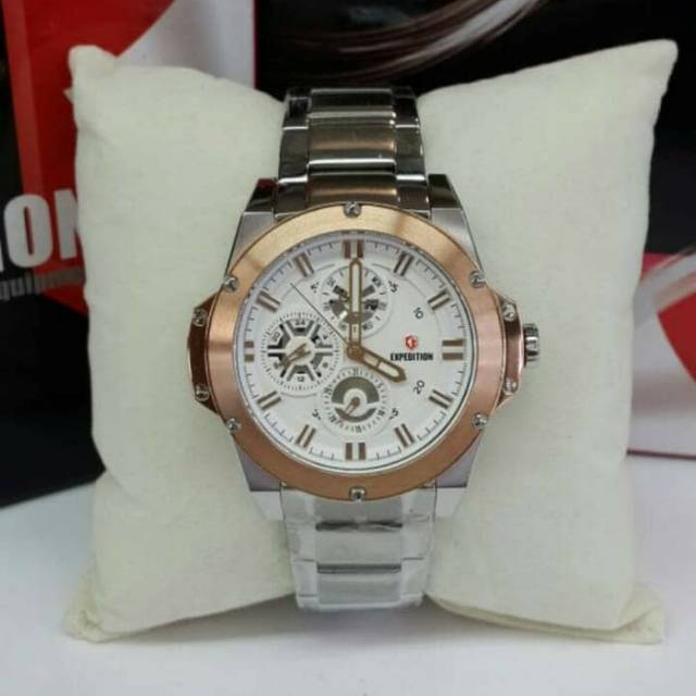 Jam Tangan Wanita Expedition 6696 Rantai Silver Rosegold Original