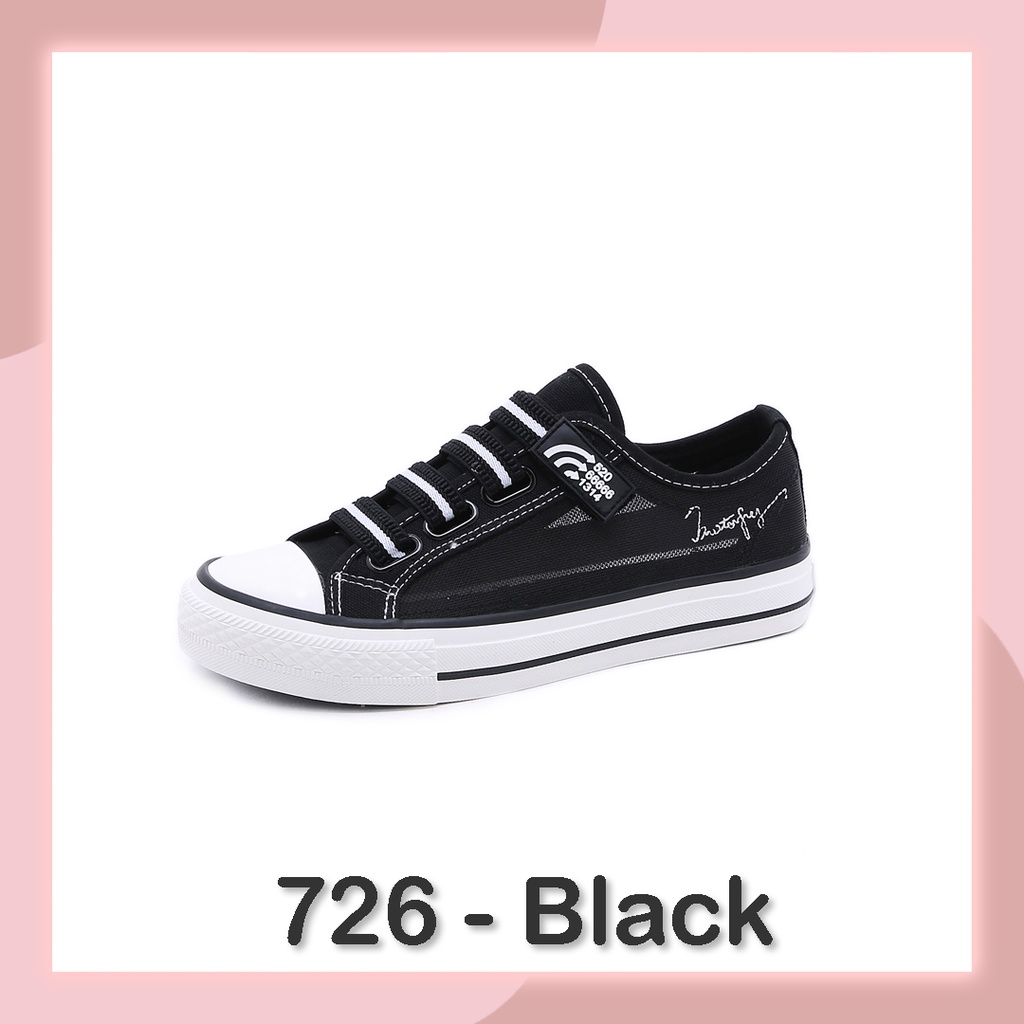 Sepatu Sneakers Wanita Import 726-727-728-726-Black