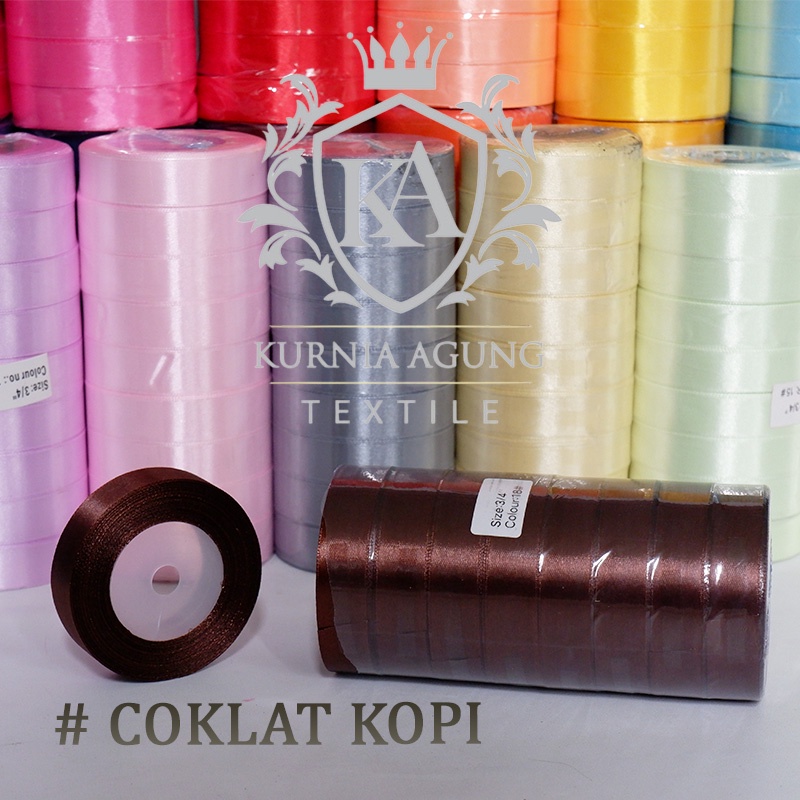 Pita Satin 2cm Merk Eagle Import Taiwan / Pita Kado Souvenir Hampers 3/4 Inch Polos Per ROLL