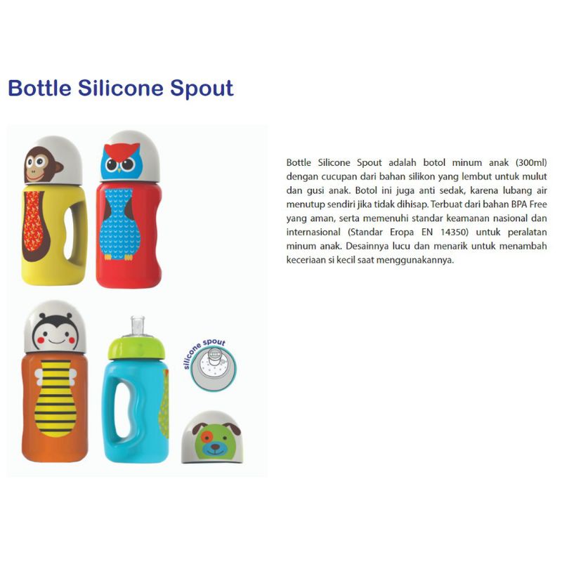 SK005 Baby Safe Bottle Silicone Spout Sippy Cup 300ml Botol Minum Bayi Anak Babysafe