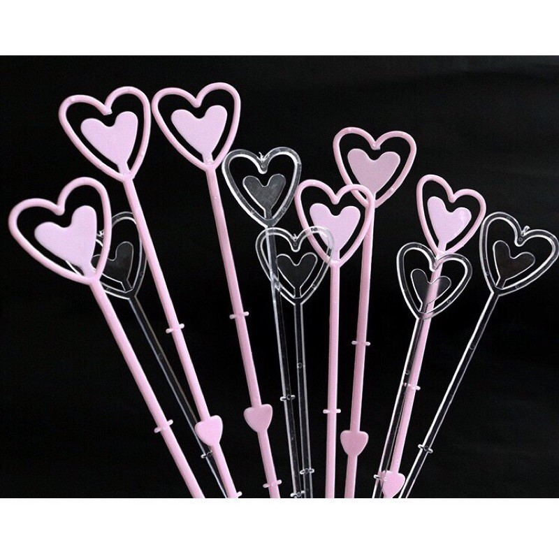 [MINIMAL 5PCS]STICK KARTU PLASTIK BENTUK LOVE TRANSPARAN ECER PER TANGKAI /PLASTIC STICK CARD HOLDER