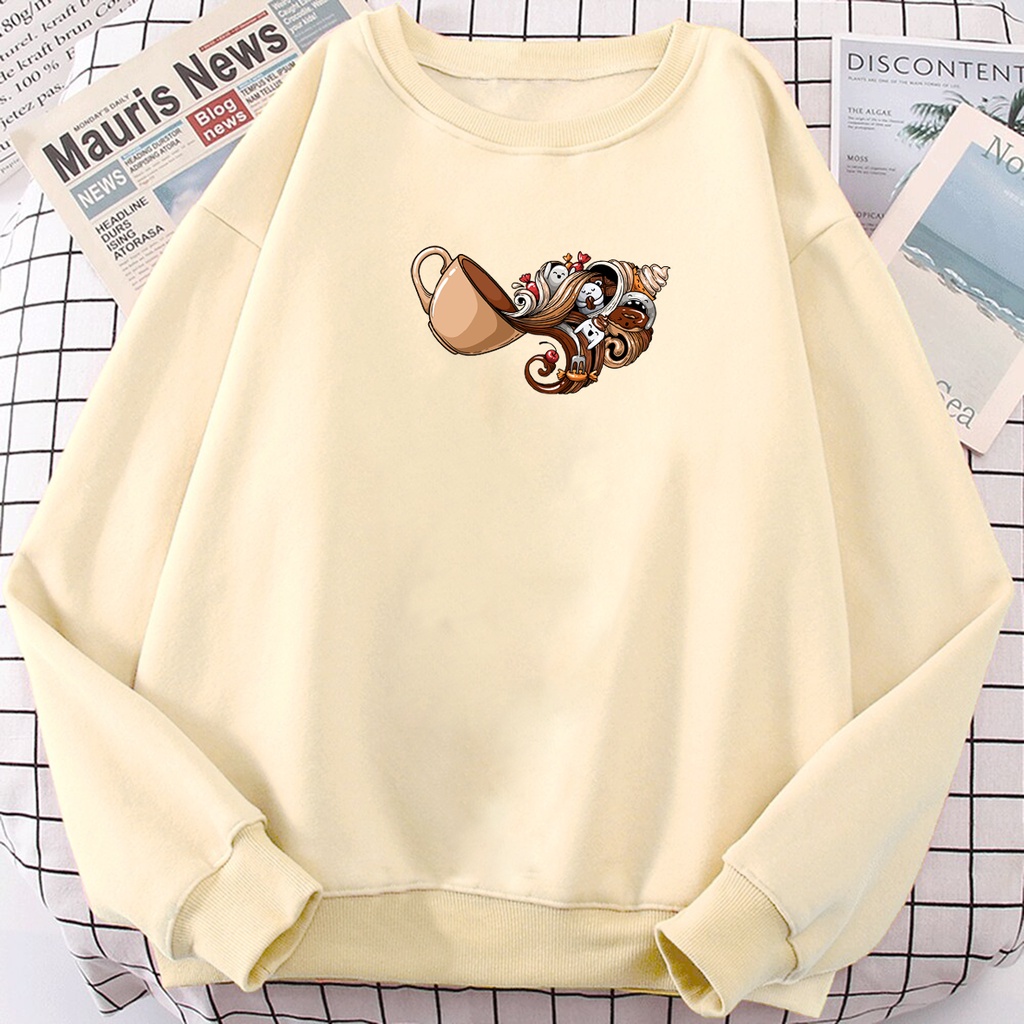 Sweater oversize wanita CREAM COFFE sweter cewek murah kekinian