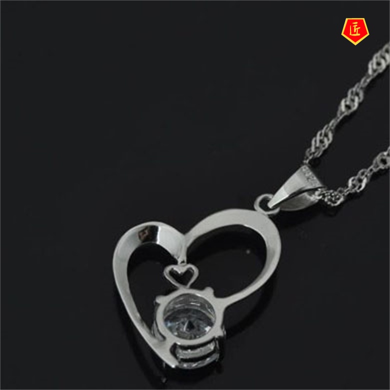 [Ready Stock]Korean New Silver Necklace Crystal Pendant Simple Fashion