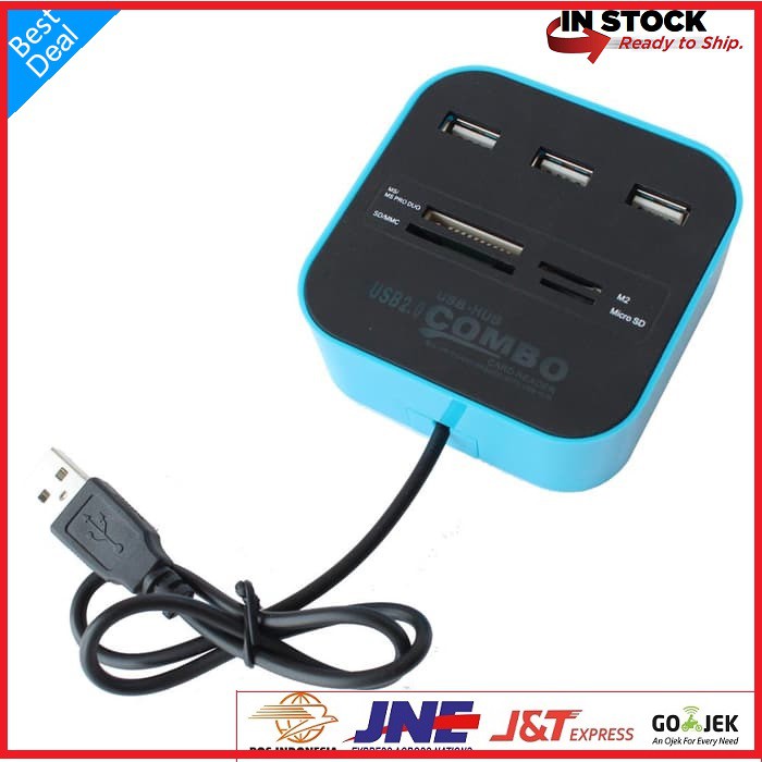 USB HUB 3 PORT DAN CARD READER 4 SLOT COMBO - USB HUB - CARD READER