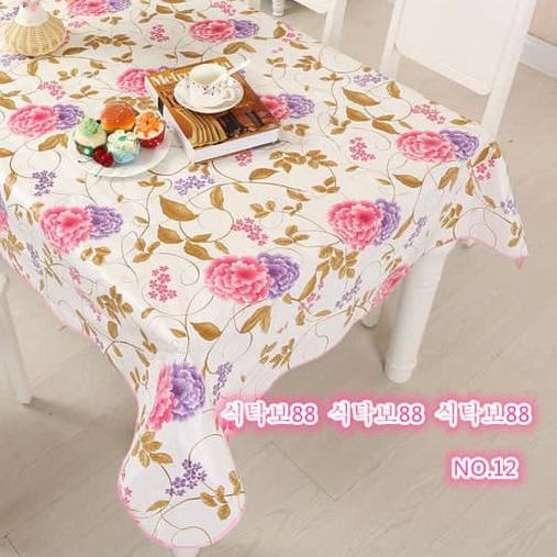 ❈ TAPLAK MEJA MAKAN ANTI AIR JUMBO PERSEGI PANJANG PLASTIK TEBAL MURAH UKURAN BESAR MOTIF DAUN BUNGA