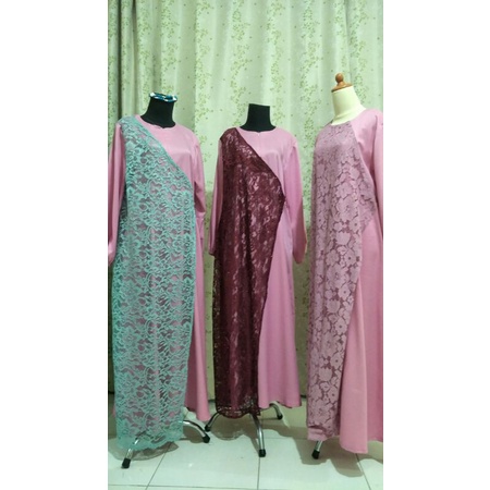 gamis brokat///gamis kekinian//gamis kombiasi brokat //gamis busui