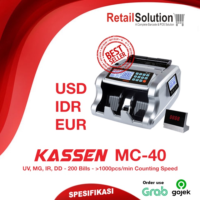 Mesin Penghitung Uang Money Counter Rupiah USD - Kassen MC40 / MC-40