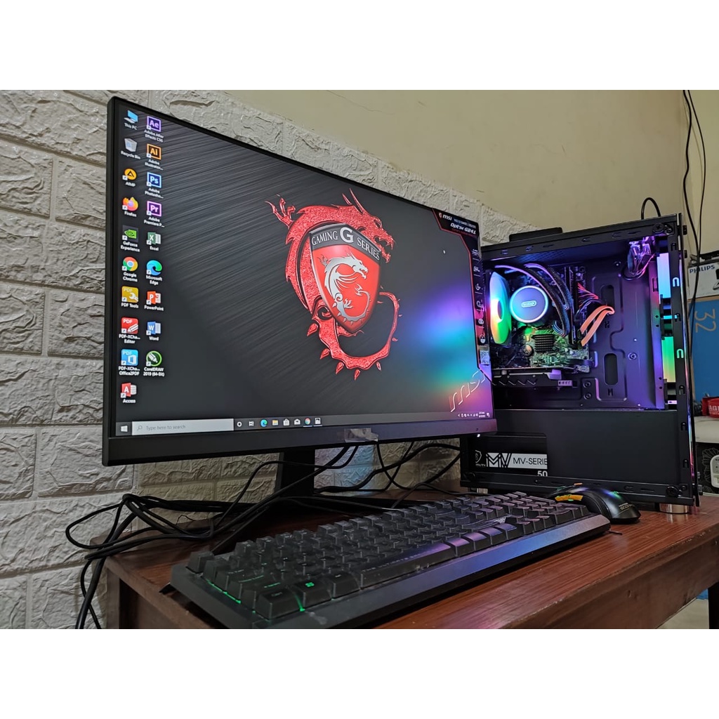 PC Editing Fulset Siap Pakai Intel I7 Ram 16GB SSD 512Gb VGA 1650 4GB LED MSI 144Hz Siap Pakai