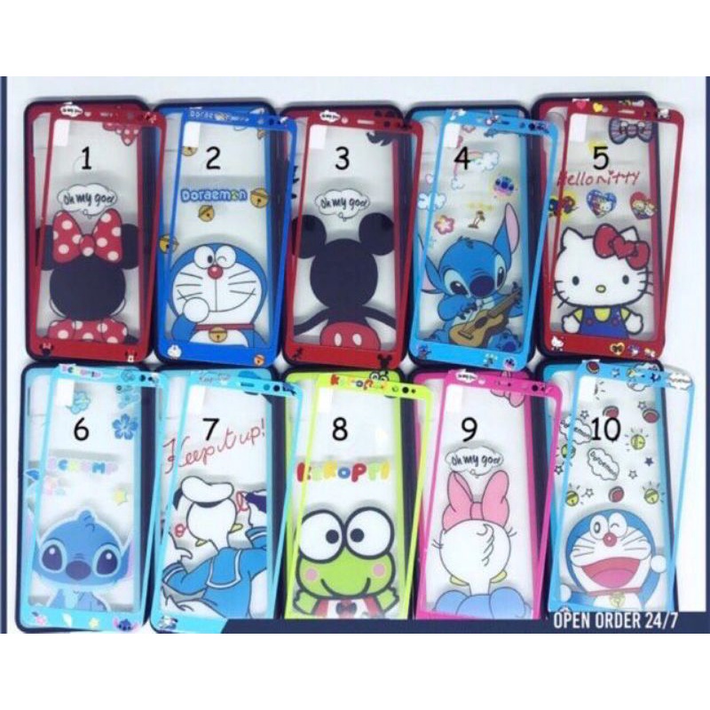 CASE FUZE TRANSPARAN DISNEY + TEMPERED TYPE SAMSUNG J4 J7Prime Oppo F7 Vivo V7+ V9 Y65 Y69 Y83 Xiaomi Redmi S2 Note5pro #case#casehp#casemurah