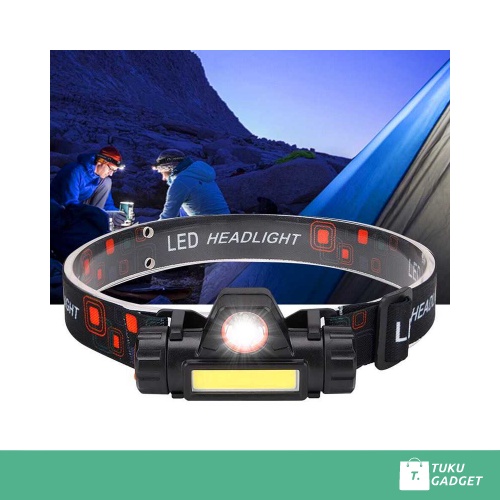 TGID Senter Kepala LED Headlamp Q5 + COB USB Rechargeable