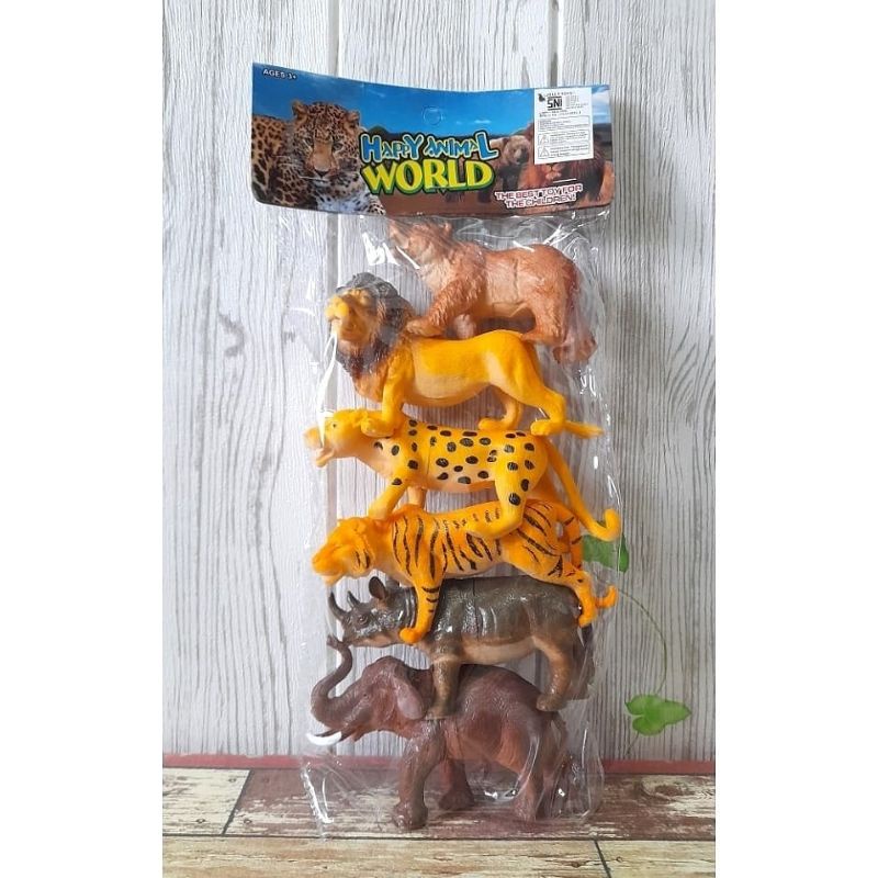 Mainan anak hewan/binatang gajah badak beruang singa berbahan karet murahh