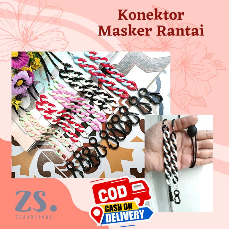 Konektor Strap Tali Pengait Masker Rantai Warna  Akrilik Hijab Jilbab Wanita Kalung Connector Conect