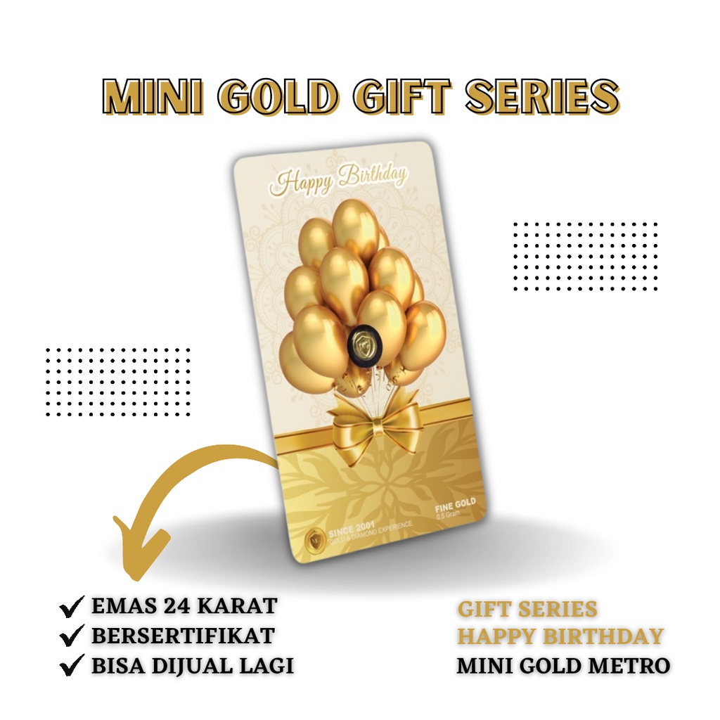 Mini Gold Gift Series Happy Birthday 0,1 0,25 0,5 gram