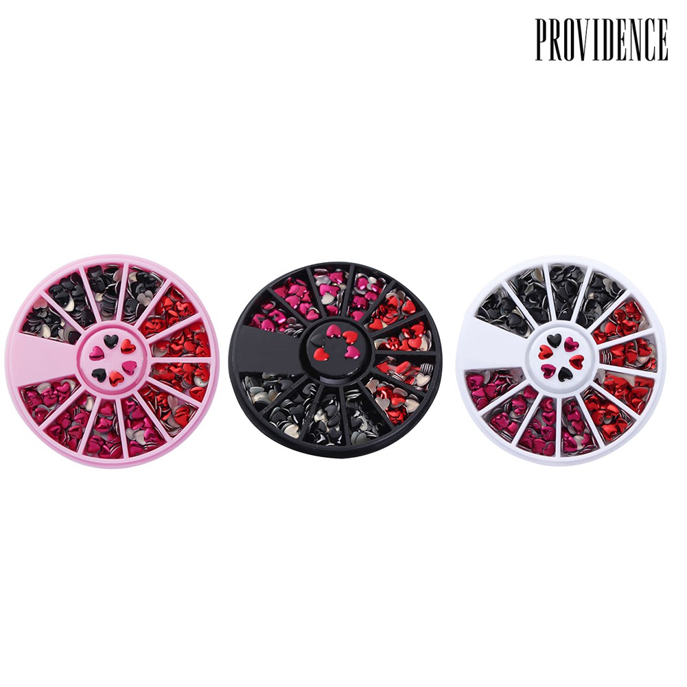 Providence Love Heart Shaped Metal Rivet DIY Nail Art Tips Mixed Color Stickers 1 Wheel Box