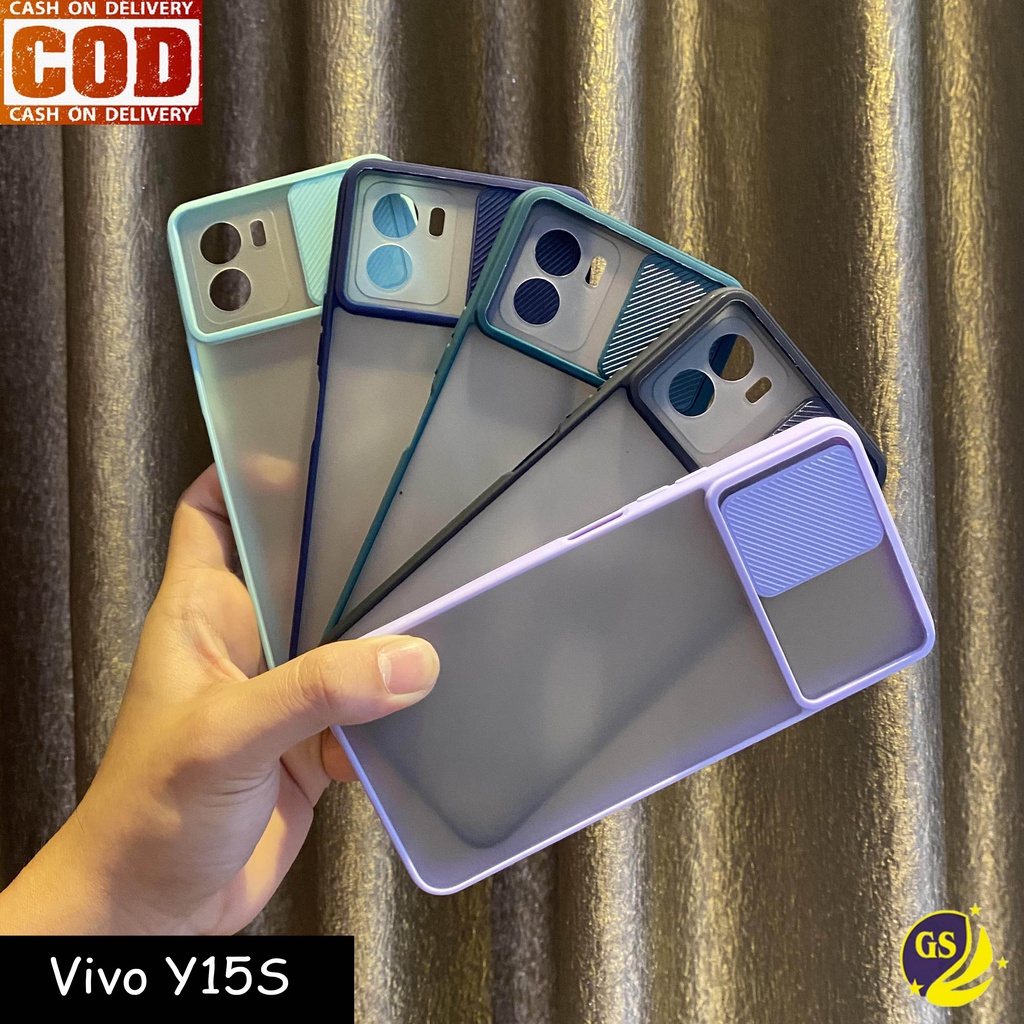 Vivo V23 5G 2022 Vivo V23E Y15S / VIVO Y21 / Y21S Y33S 2021 VIVO Y19 V19 V17 Pro V15 / V15 Pro Non Finger Slide Case Protection Camera Matte Candy Kamera Sliding Casing