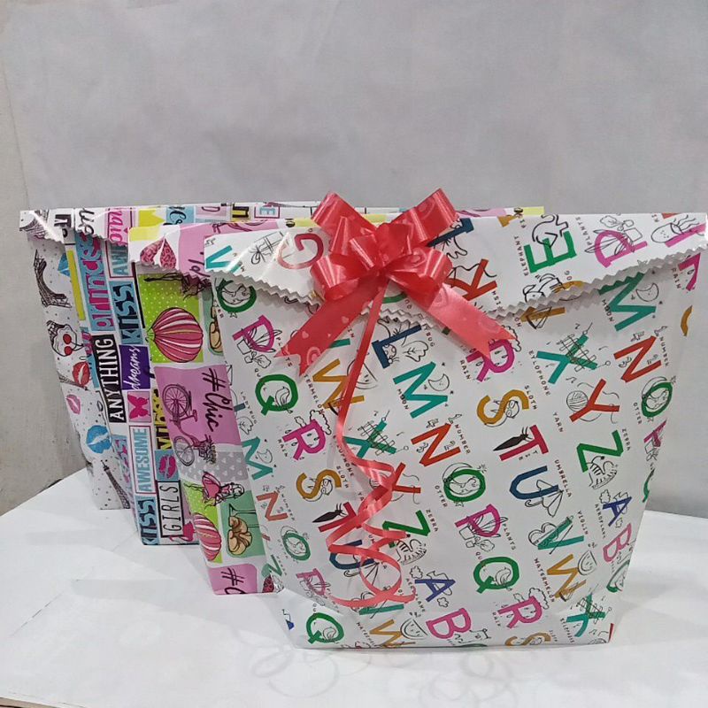 

6 PCS BESAR BUNGKUS KERTAS KADO INSTAN FREE PITA | KANTONG KADO INSTAN