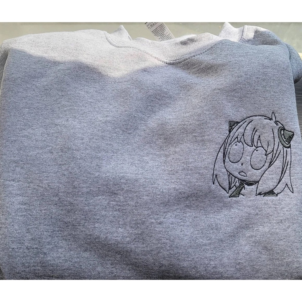 Crewneck Anya Face Embroidery Anime Manga Spy x Family Premium Unisex