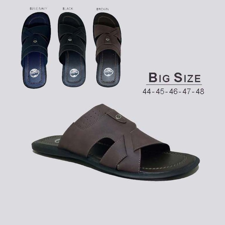 BIG SIZE Sandal Pria Kulit Coklat matte UK 44-45-46-47-48 Sandal Bapak bapak /Pria Dewasa Ukuran Bes