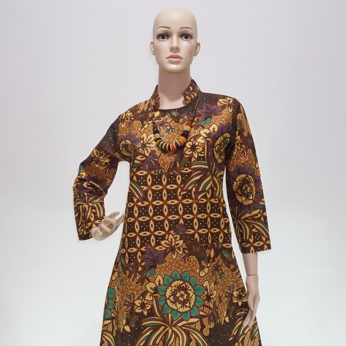 Terpopuler Dress Tunik Batik Wanita Kuningan Kembang Rambat Murah - Kuning