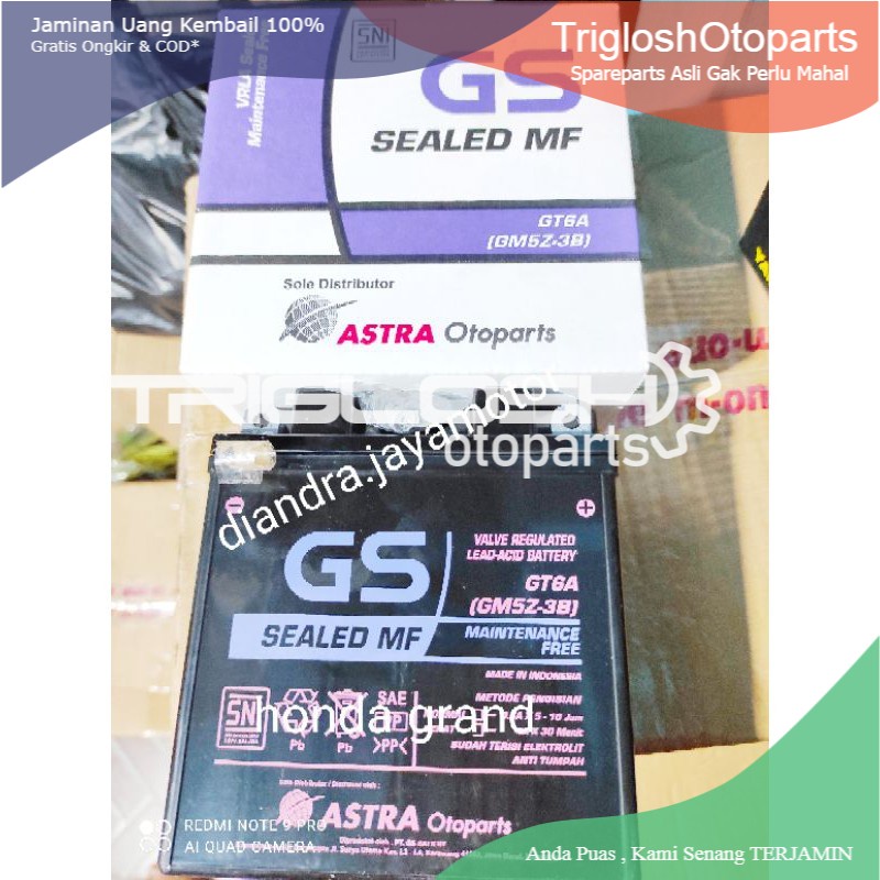 MURAH aki kering gs astra asli honda grand