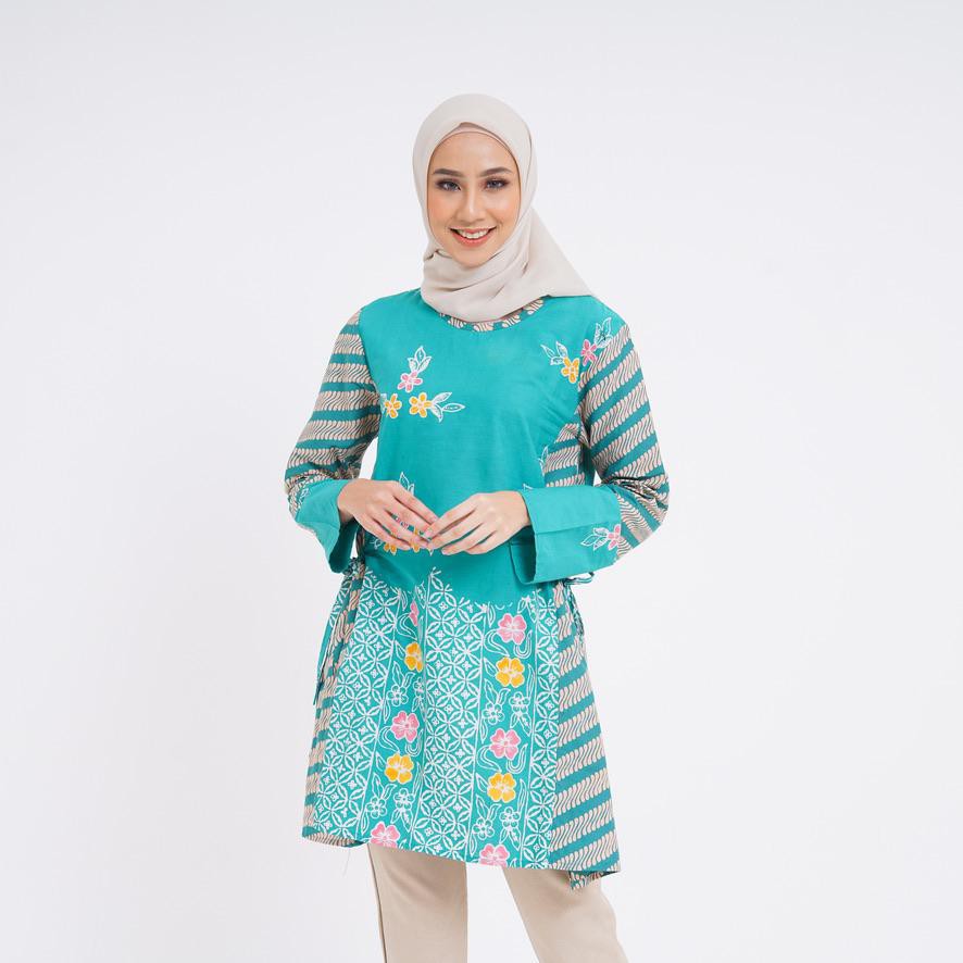  Batik  Dhara Tunik  Parang melati Colet Hijau Shopee 