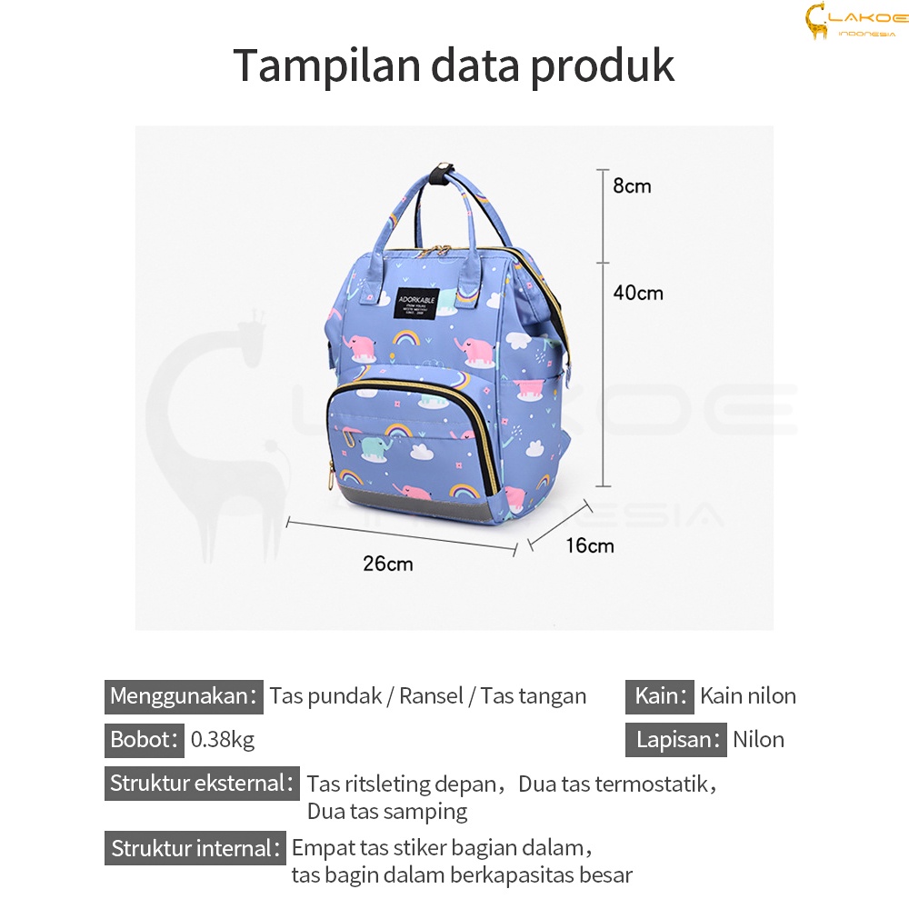 LAKOE Tas Bayi Multifungsi Baby diaper bag tas Perlengkapan bayi