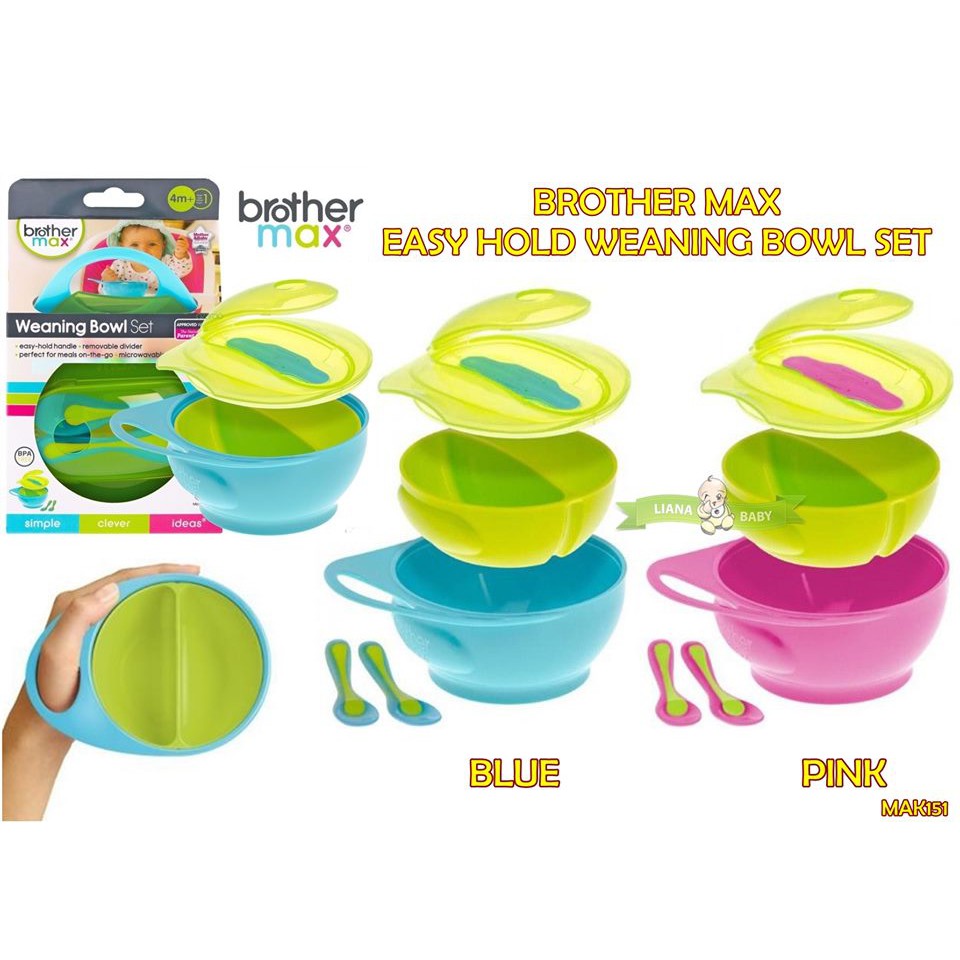 MAK151 MANGKOK BAYI BROTHER MAX EASY HOLD WEANING BOWL SET