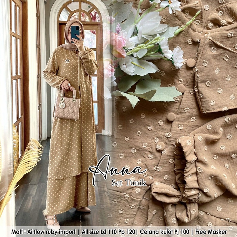 Anna set tunik mocca free masker G3